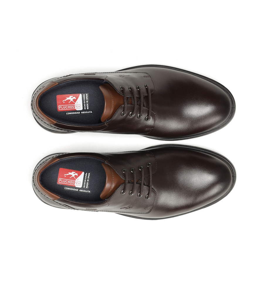 Sapatos de couro Fluchos F1304 marrom escuro