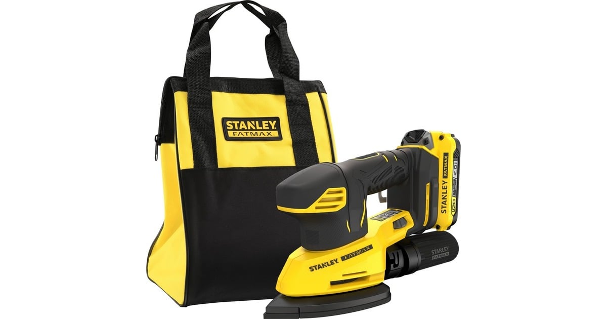 StanleyFATMAX V20 18V Detailschuurmachine deltaschuurmachine  (Geel/zwart, Accu (2.0Ah) en oplader inbegrepen)