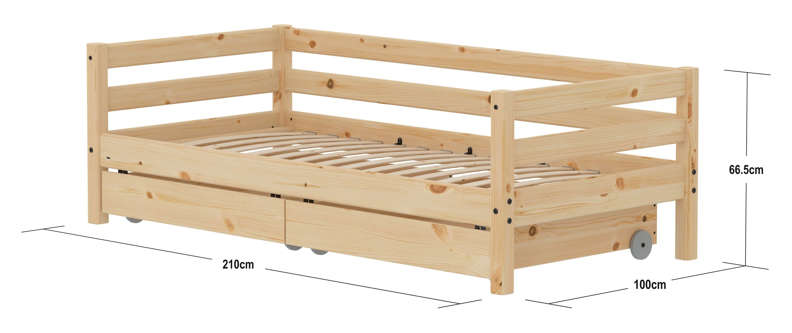 CLASSIC TB AS 2 Schublade natur - Natur / B: 100.0 cm x T: 210.0 cm x H: 67.0 cm