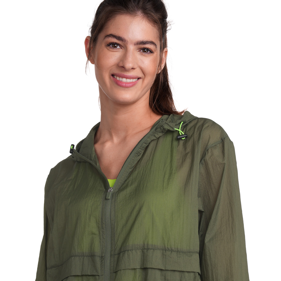 Gina Sports Damen Sport-Jacke mit Kapuze dunkelgrün