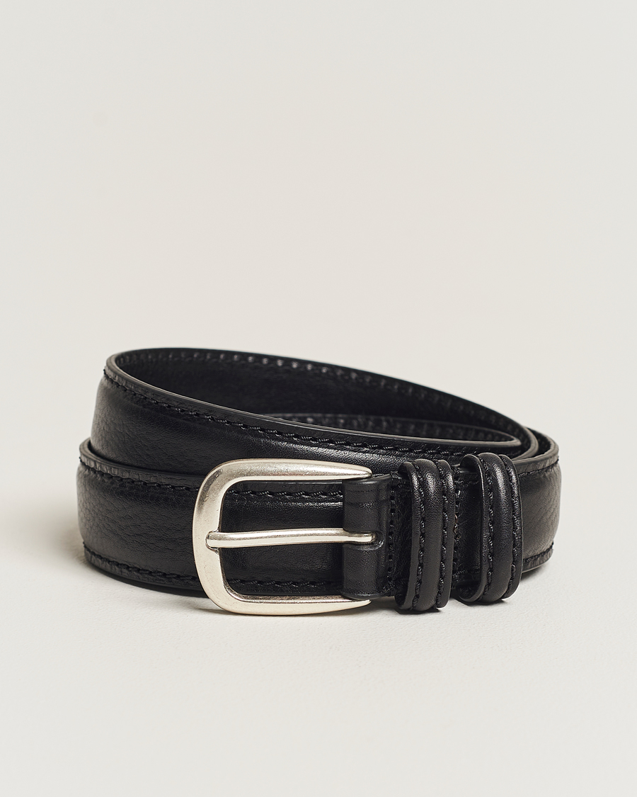 Anderson's Grained Leather Belt 3 cm Black