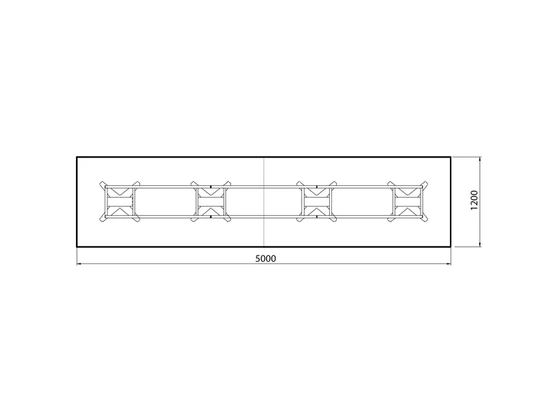Konferencebord DNA rektangulært 5000x1200mm antracit, hvidt understel