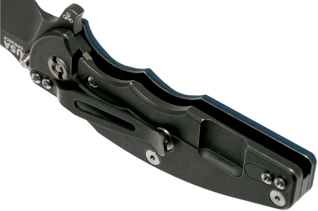 Rick Hinderer Jurassic Slicer Battle Black, Blue/Black G10 CPM 20CV zakmes