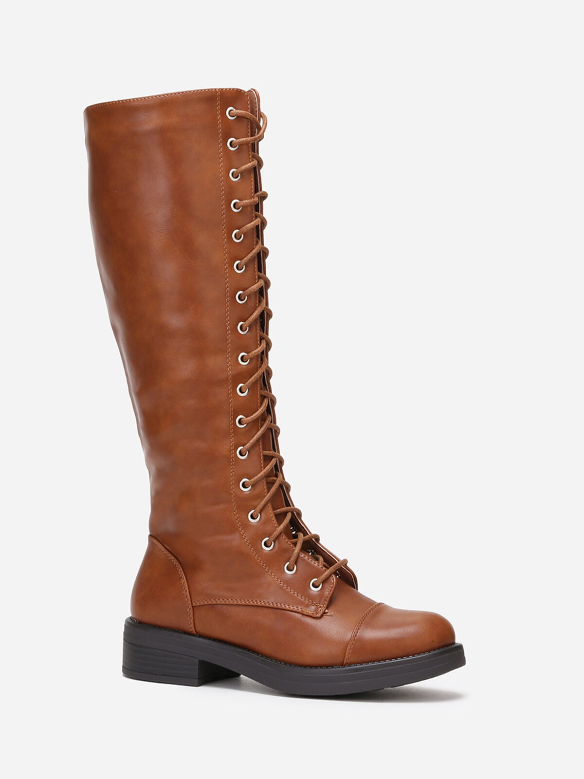 Bottes style rangers à lacets- Camel