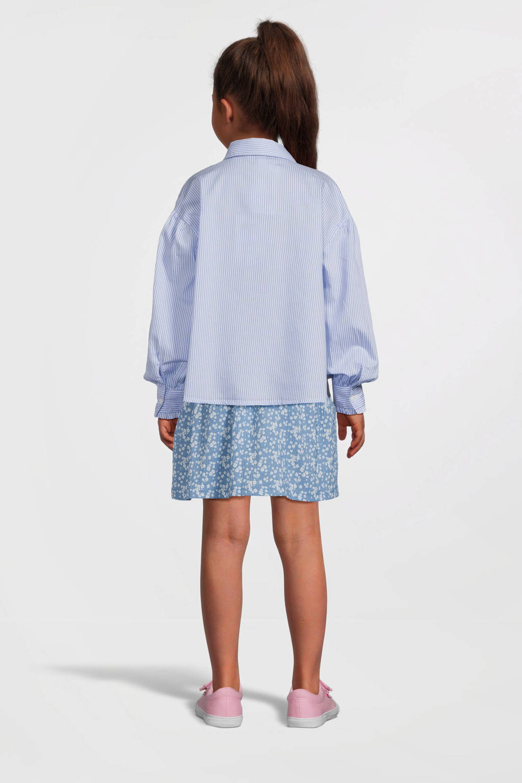 VERO MODA GIRL gestreepte blouse VMPINNY lichtblauw/wit