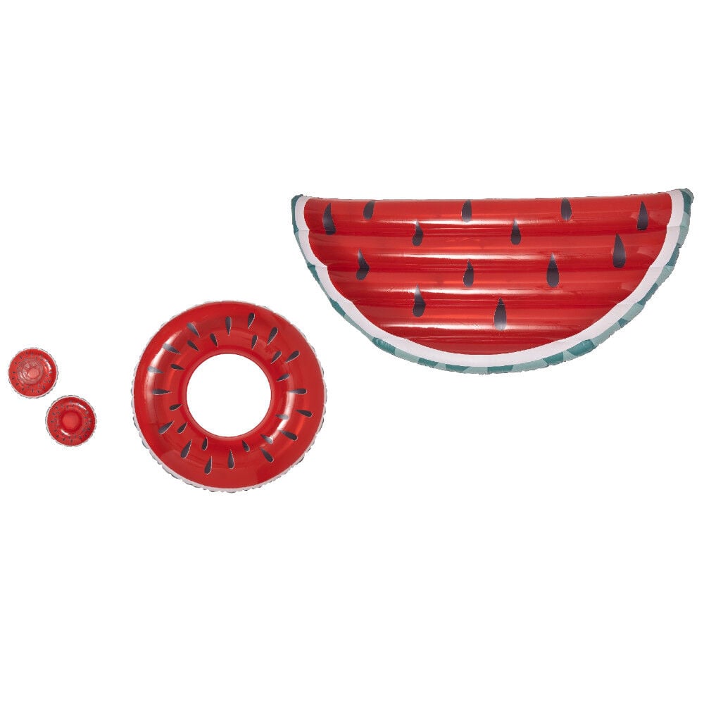 Set matelas bouée 2 porte-verres gonflables design pastèque