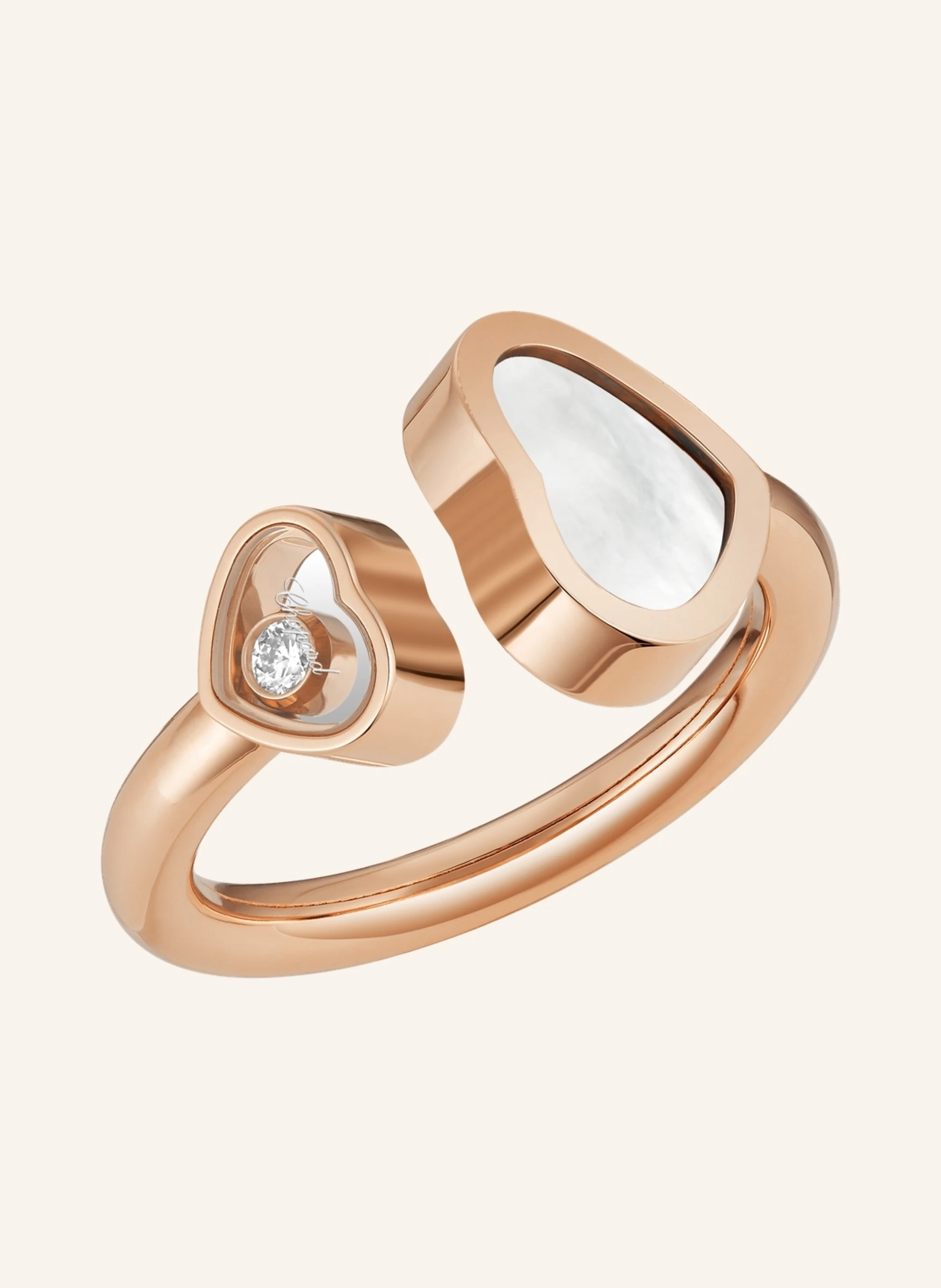 Chopard Ring HAPPY HEARTS Ring aus 18 Karat Roségold, Diamanten und Perlmutt