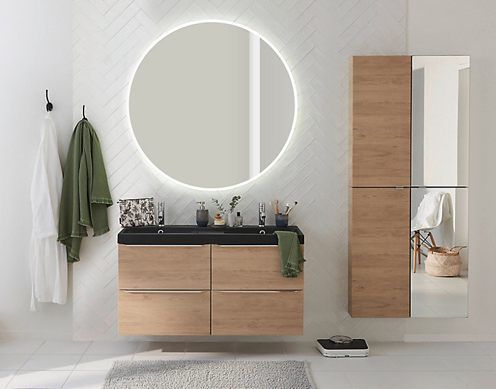 Meuble sous vasque à suspendre GoodHome Imandra bois chêne 120 cm