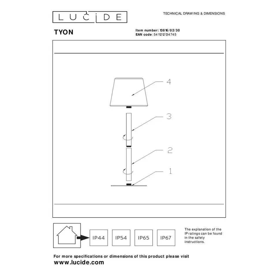 Lucide TYON Tafellamp - Zwart