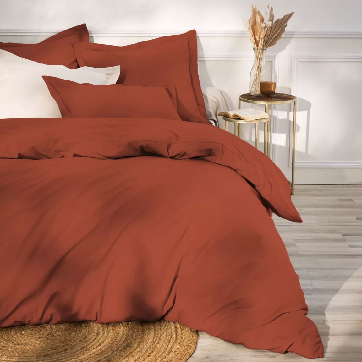 Housse de couette percale de coton (200 x 200 cm) Cali Terracotta
