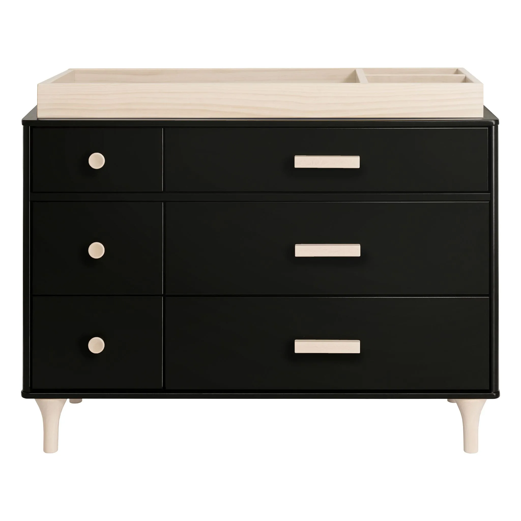 Babyletto Bureau Double 6 Tiroirs Lolly - Noir  Naturel Lavé