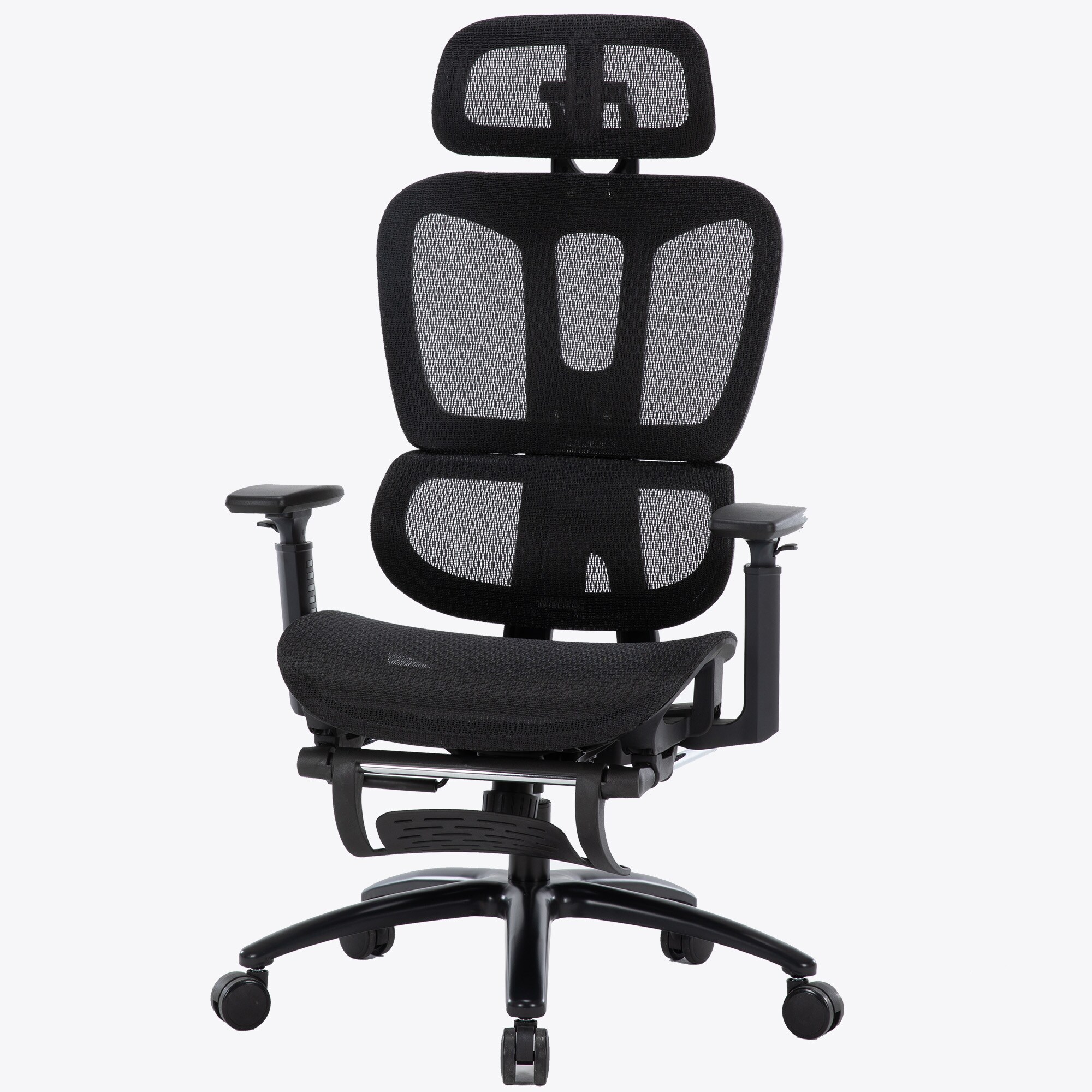 Bürostuhl in moderner Mesh-Optik mit Fußstützeergonomischer Drehstuhl mit Nacken und Lordosenstütze - Gamingstuhl mit atmungsaktiver Netzrückenlehne und Wippfunktion