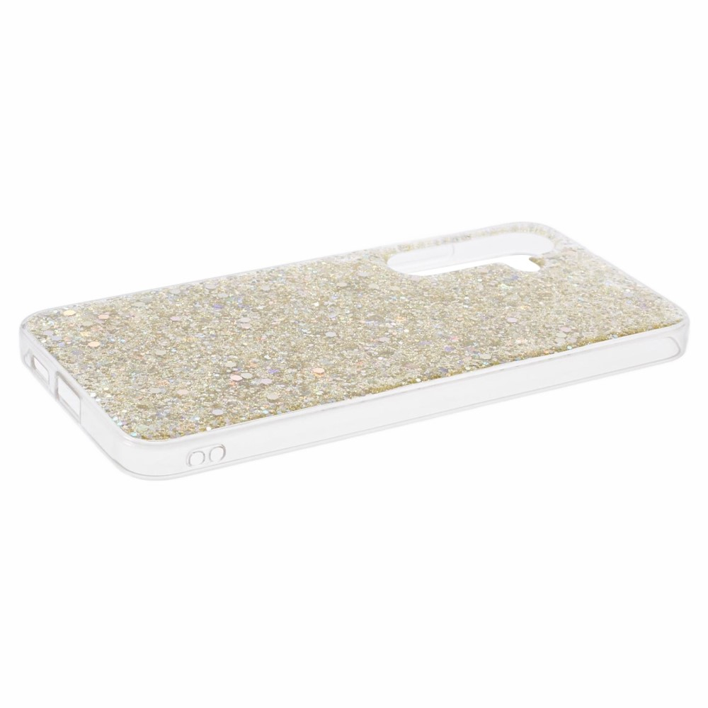 Samsung Galaxy S24 Gummi Case Schutzhülle im Glitzer Design - Gold / Transparent