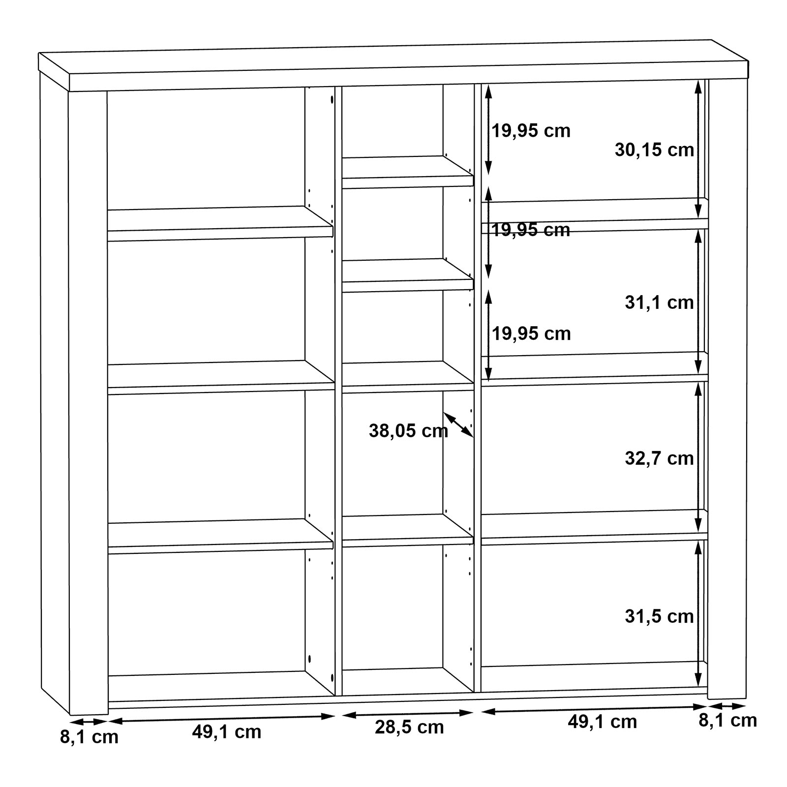 Highboardvitrine - Sonoma Eiche - 146 cm