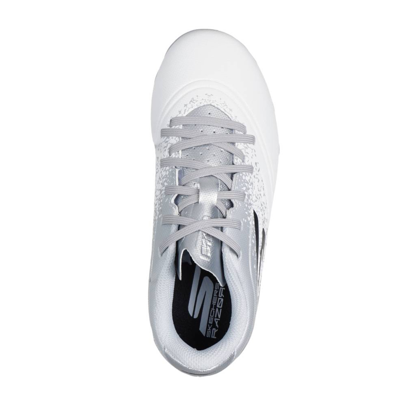 Skechers Razor 1.5 Gras Voetbalschoenen (FG) Kleuters Wit Zilver Zwart