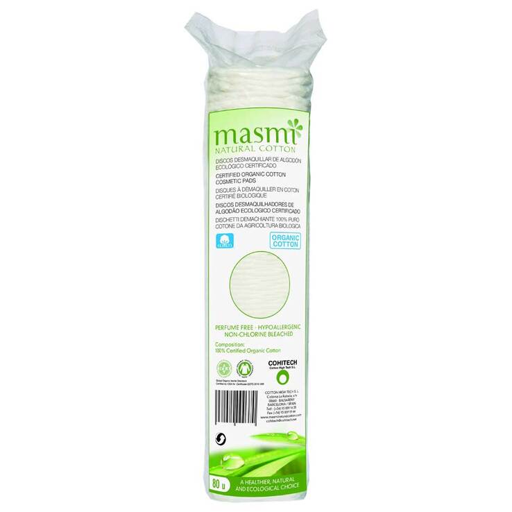 Bio Kosmetikpads 100% Bio Baumwolle Masmi, 80 St