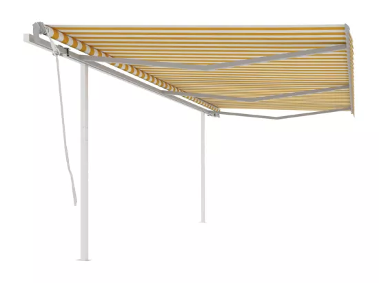 Auvent manuel rétractable avec poteaux 6x3 m Jaune et blanc