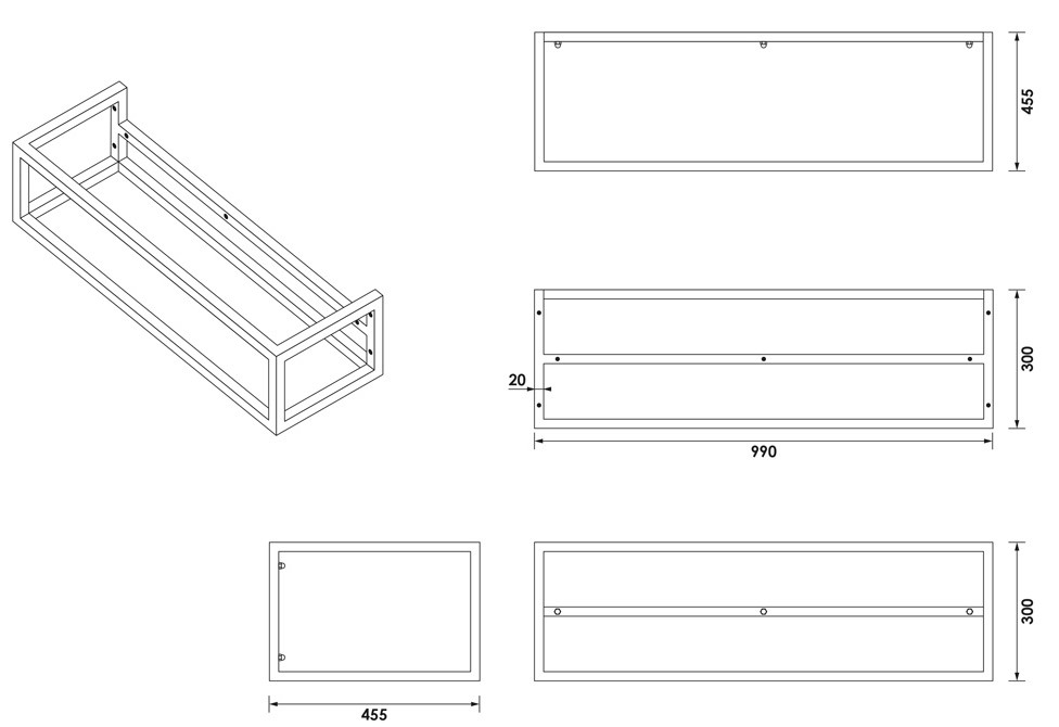 Brauer Believe frame voor wastafel 100cm gunmetal geborsteld PVD