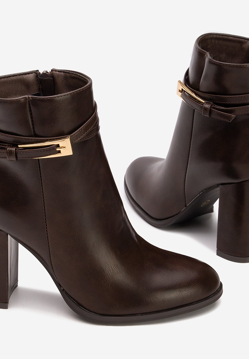 Bottines à gros talon brunes Vanisia