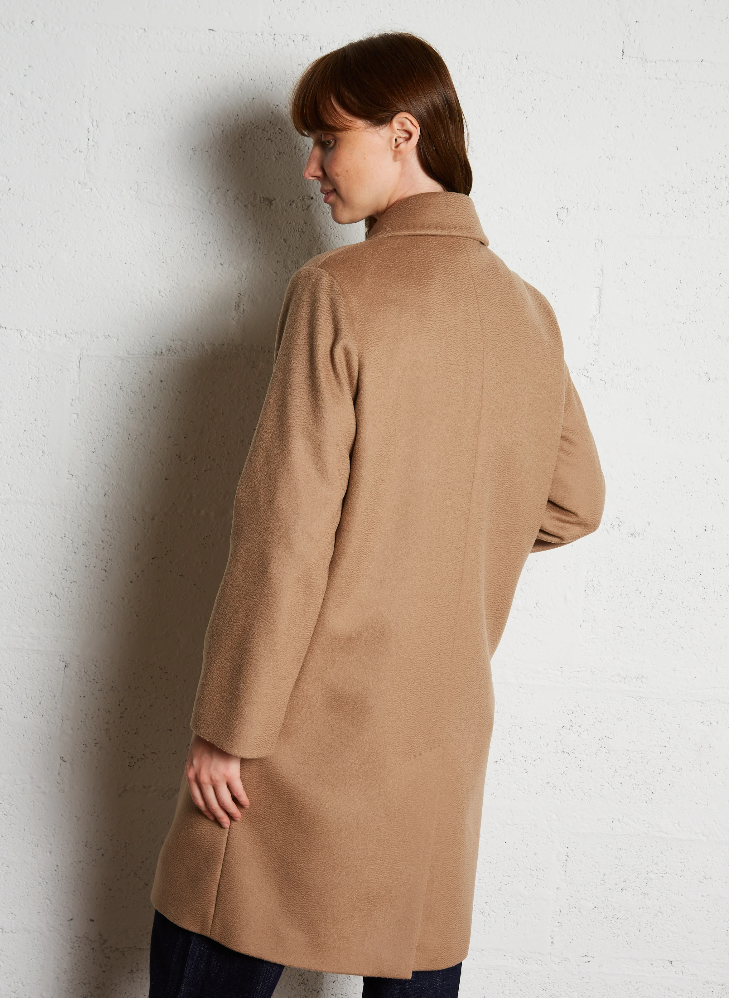 ZUM - Manteau droit col tailleur en laine | Beige