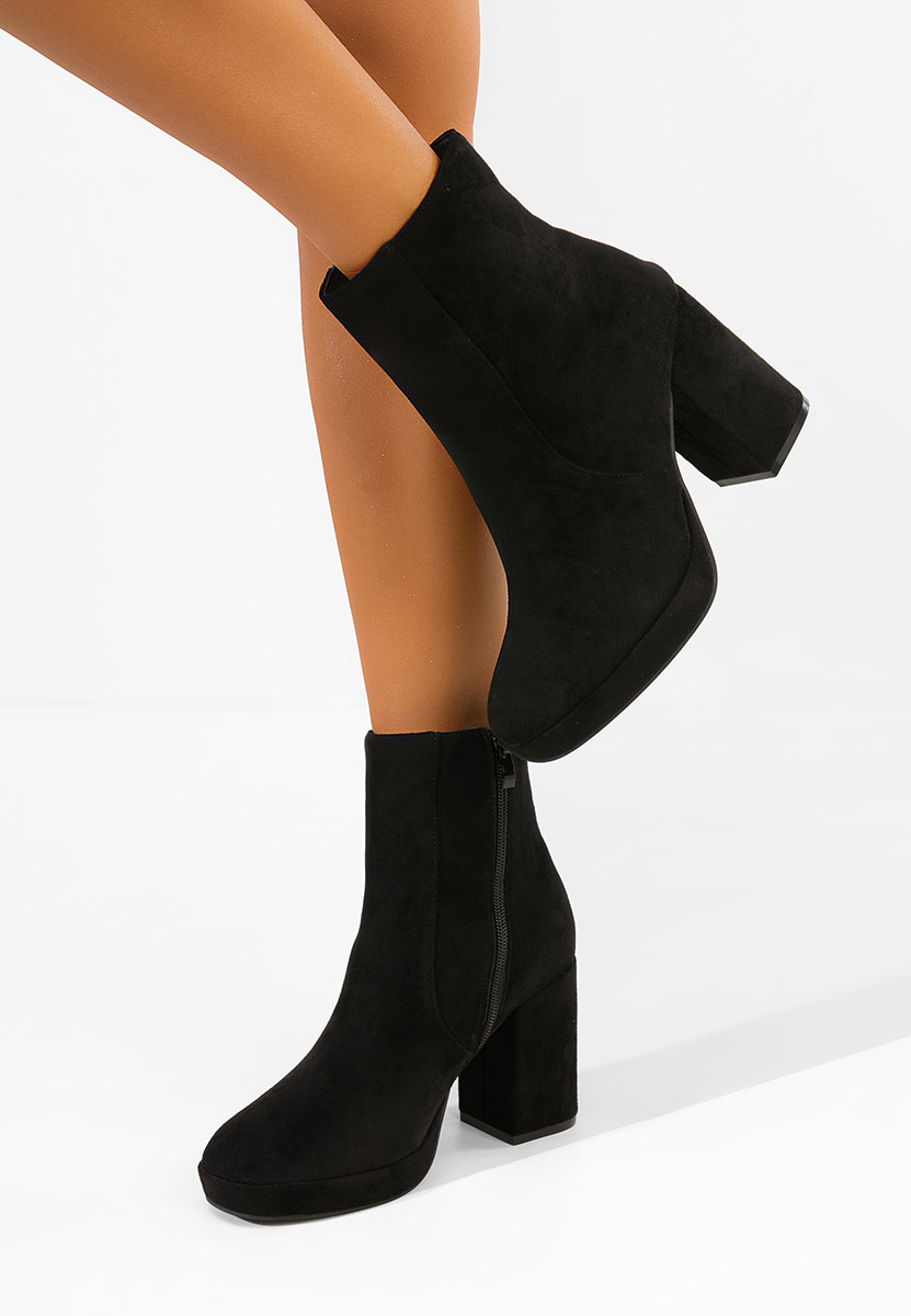 Bottines à gros talon noires Sylvana