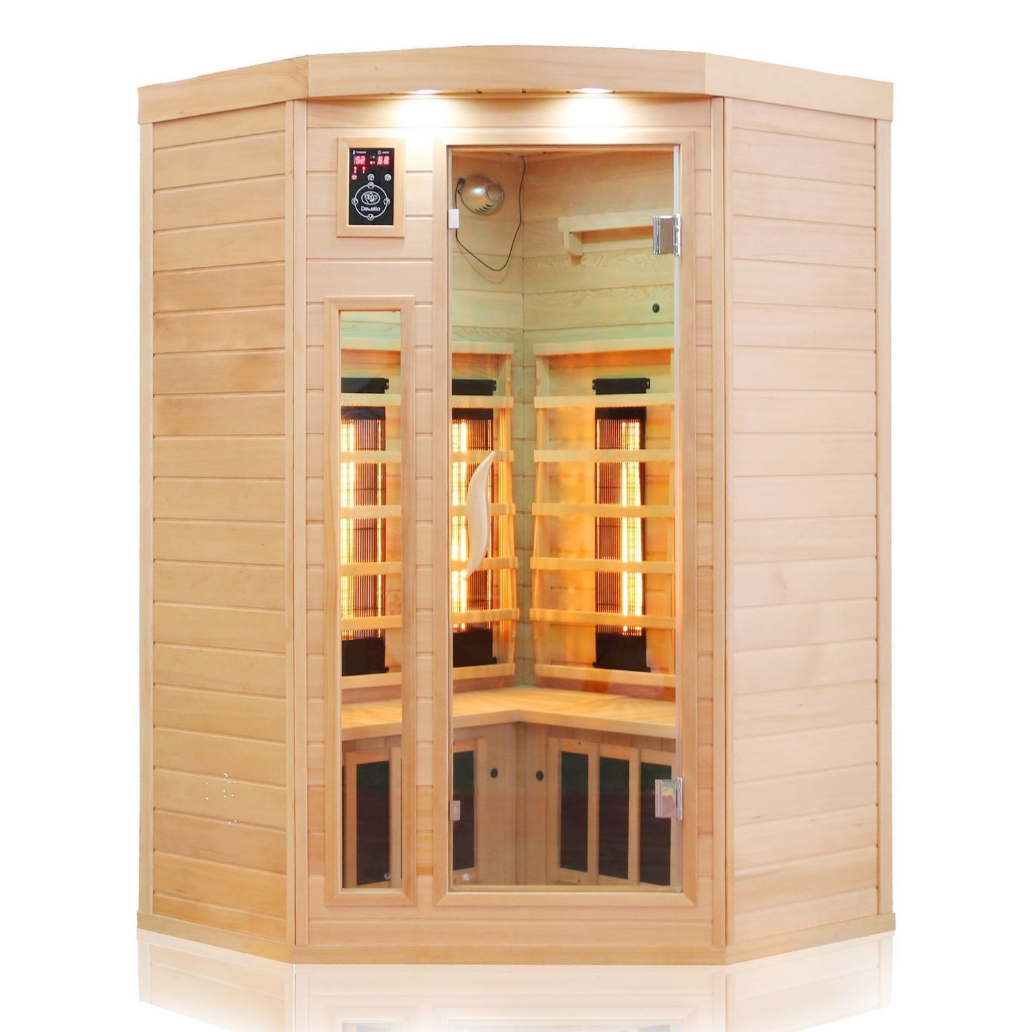 Dewello® Infrarotkabine Infrarotsauna LAKEFIELD 140cm x 140cm inkl. 5 Vollspektrumstrahler, 4 Karbonstrahler, 3 Personen