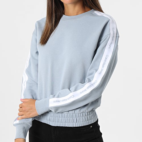Sweat Crewneck Femme Logo Tape 8980 Bleu Ciel