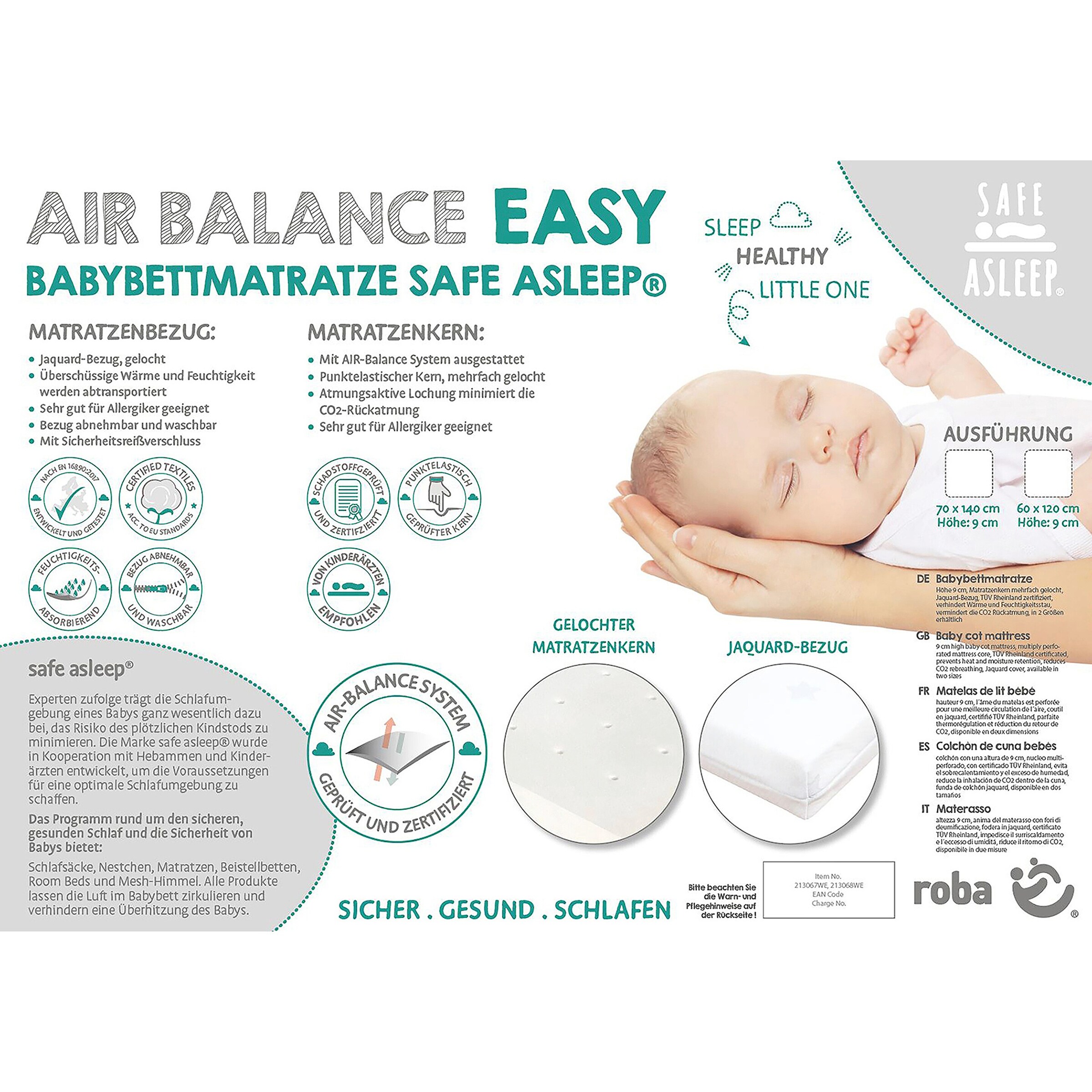 roba Babybettmatratze Air Balance EASY, 70x140 safe asleep®