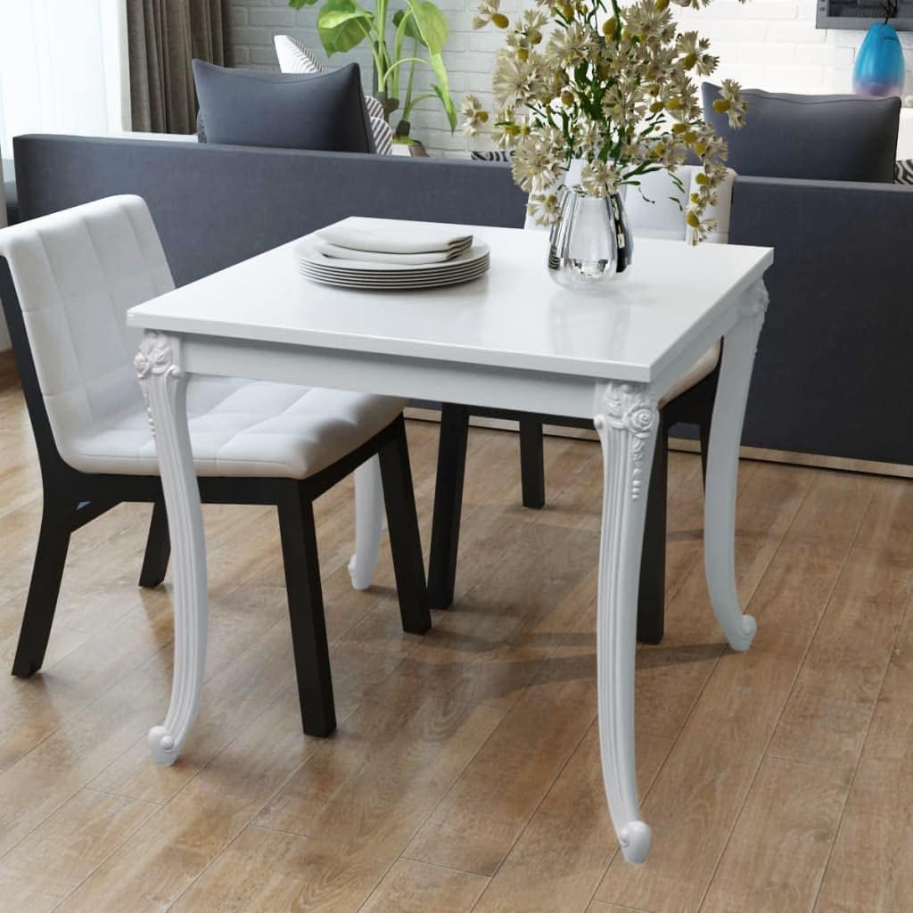 Esstisch 80x80x76 cm Hochglanz-WeißStehtisch Küchentisch Anstelltisch Bartisch,Bistrotisch Bartheke, Tresentisch
