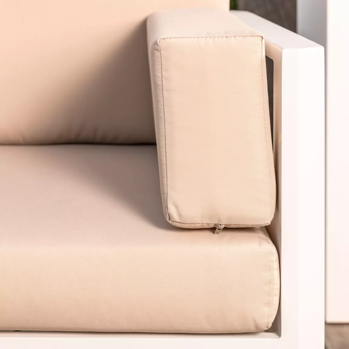Salon de jardin d'angle en aluminium 6 places Ostara Blanc et taupe