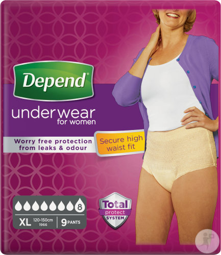 Depend Culottes D'Incontinence Sous-Vêtement Absorbant Super Femmes Taille XL 9 Pièces