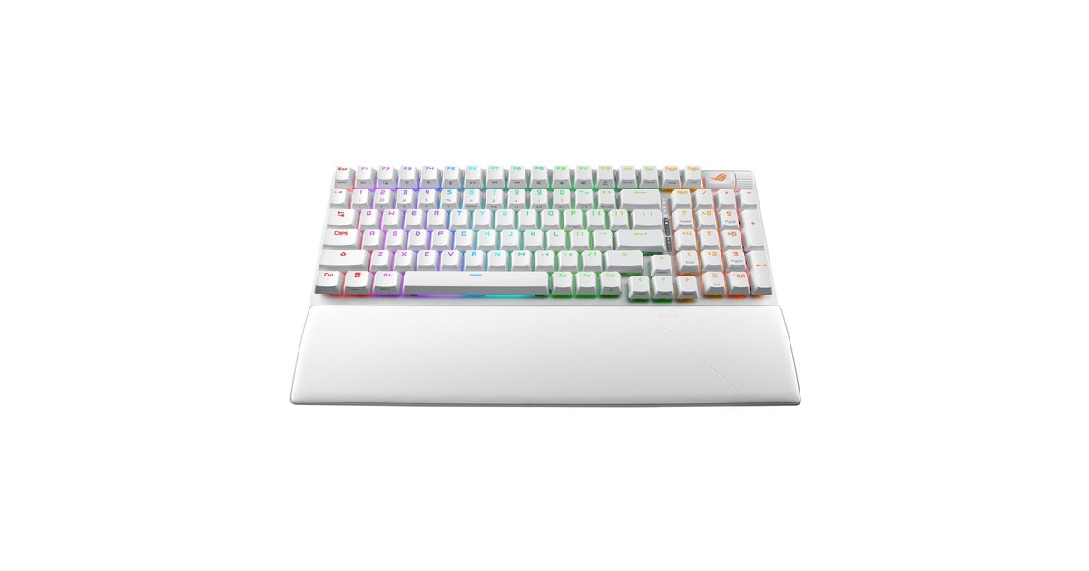 ASUSROG Strix Scope II 96 Wireless, gaming toetsenbord  (Wit, US lay-out, ROG NX Snow, RGB leds, 96%, Hot-swappable, PBT Double-shot, Bluetooth / 2.4GHz / USB 2.0)