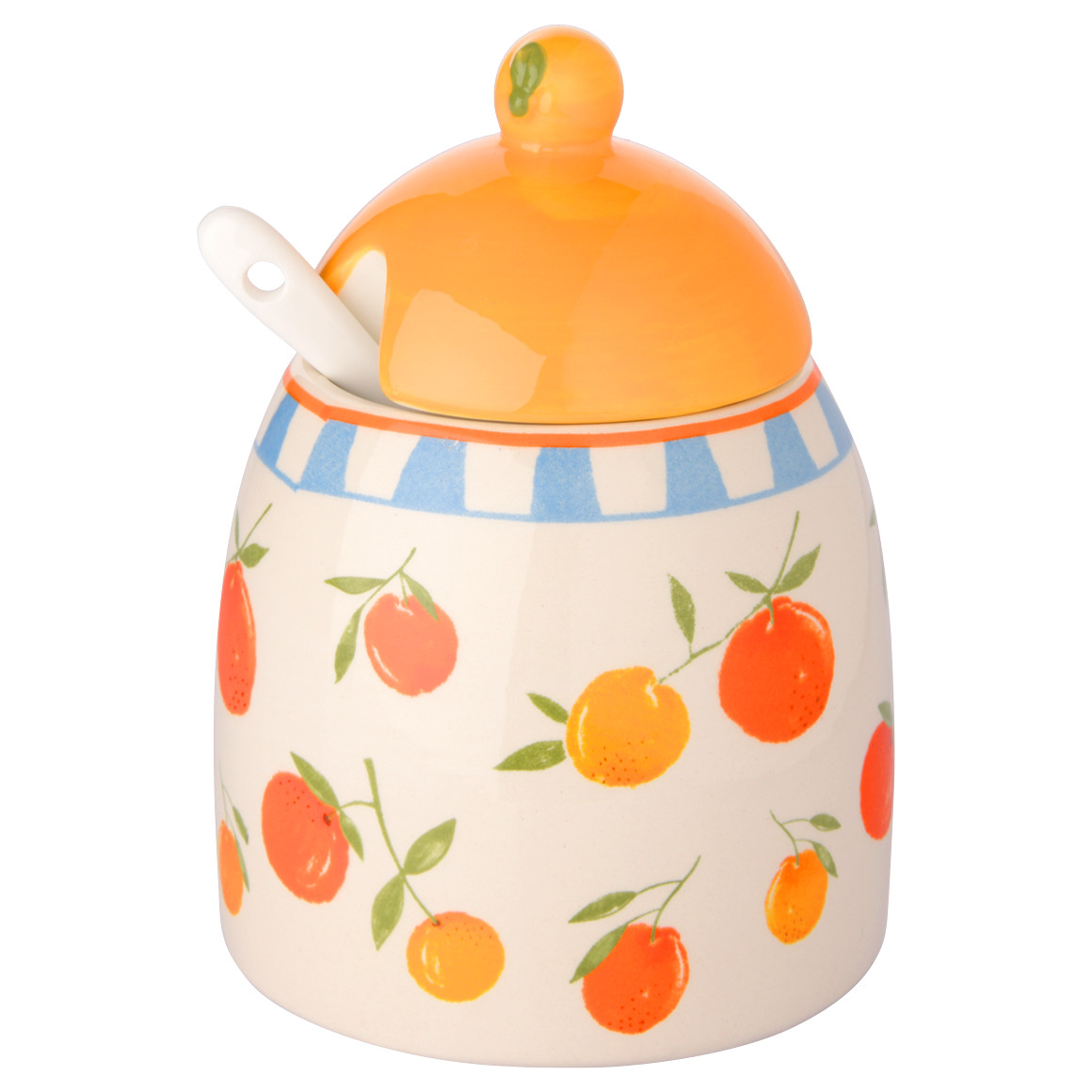 My Home Vorratstopf aus Keramik weiss / orange / hellblau