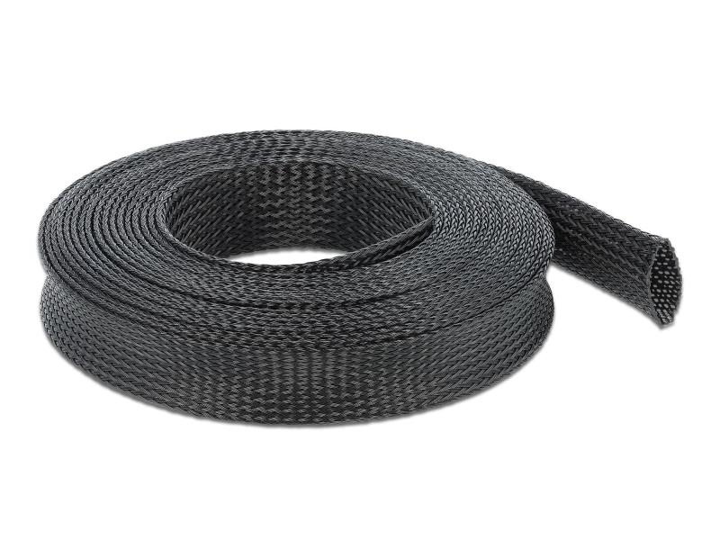 Delock Kabelschlauch 5m x 25 mm Schwarz Geflechtschlauch dehnbar 5 m x 25 mm schwarz