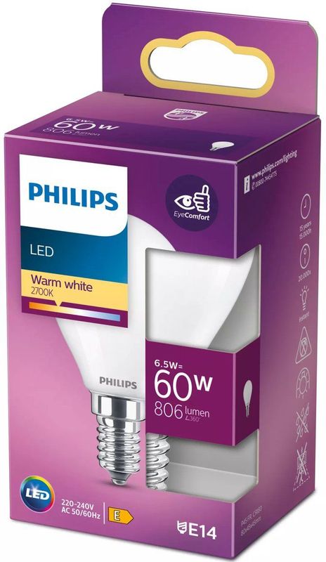 Philips - LED Lamp - Warm Wit - E14 - 6,5 W - Energiezuinig
