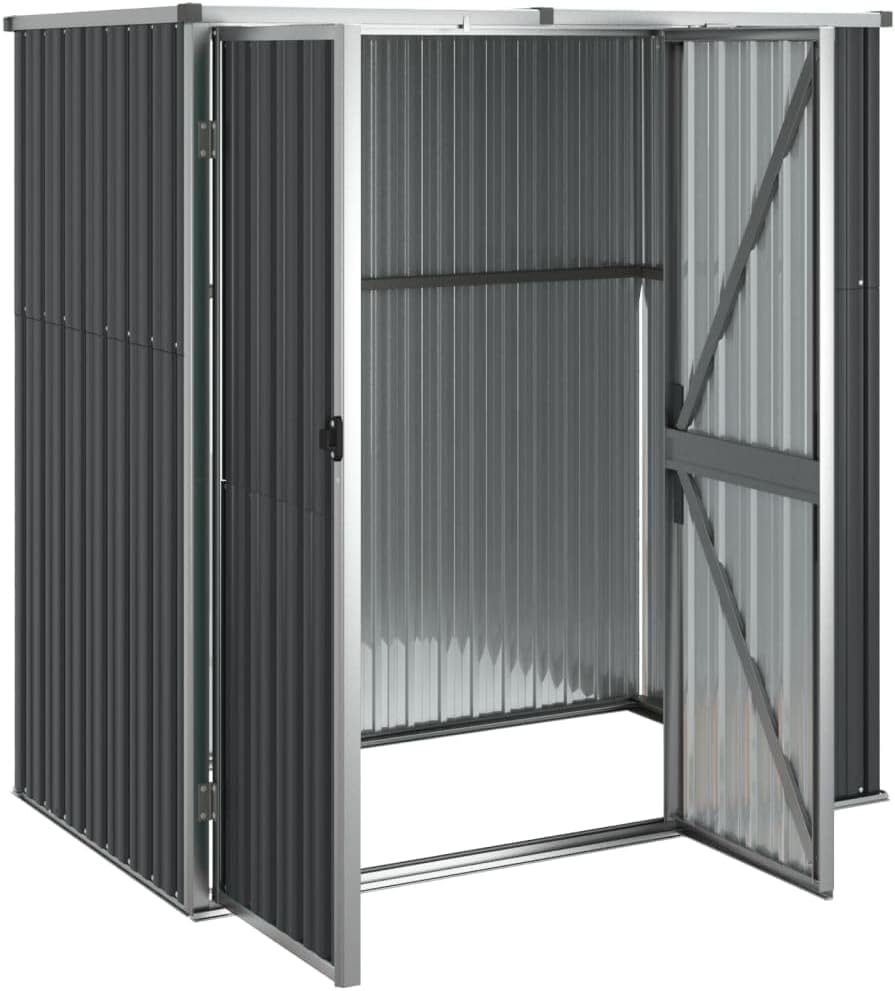 ACAGALA Metall Gerätehaus Geräteschuppen Gartenhaus 161 x 89 x 161 cm, Gartenschrank Wetterfester Metallschuppen mit Doppeltüren, Ideal für Gartenwerkzeug & Fahrräder - Verzinkter Stahl, Anthrazit
