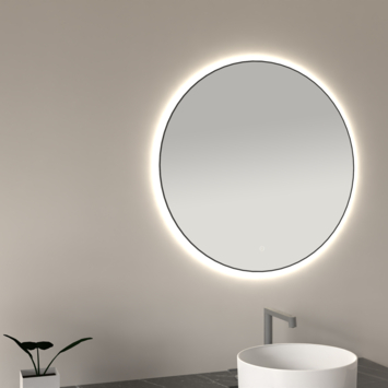Marho Mavri badkamerspiegel verlichting dimbaar mat zwart Ø 60 cm