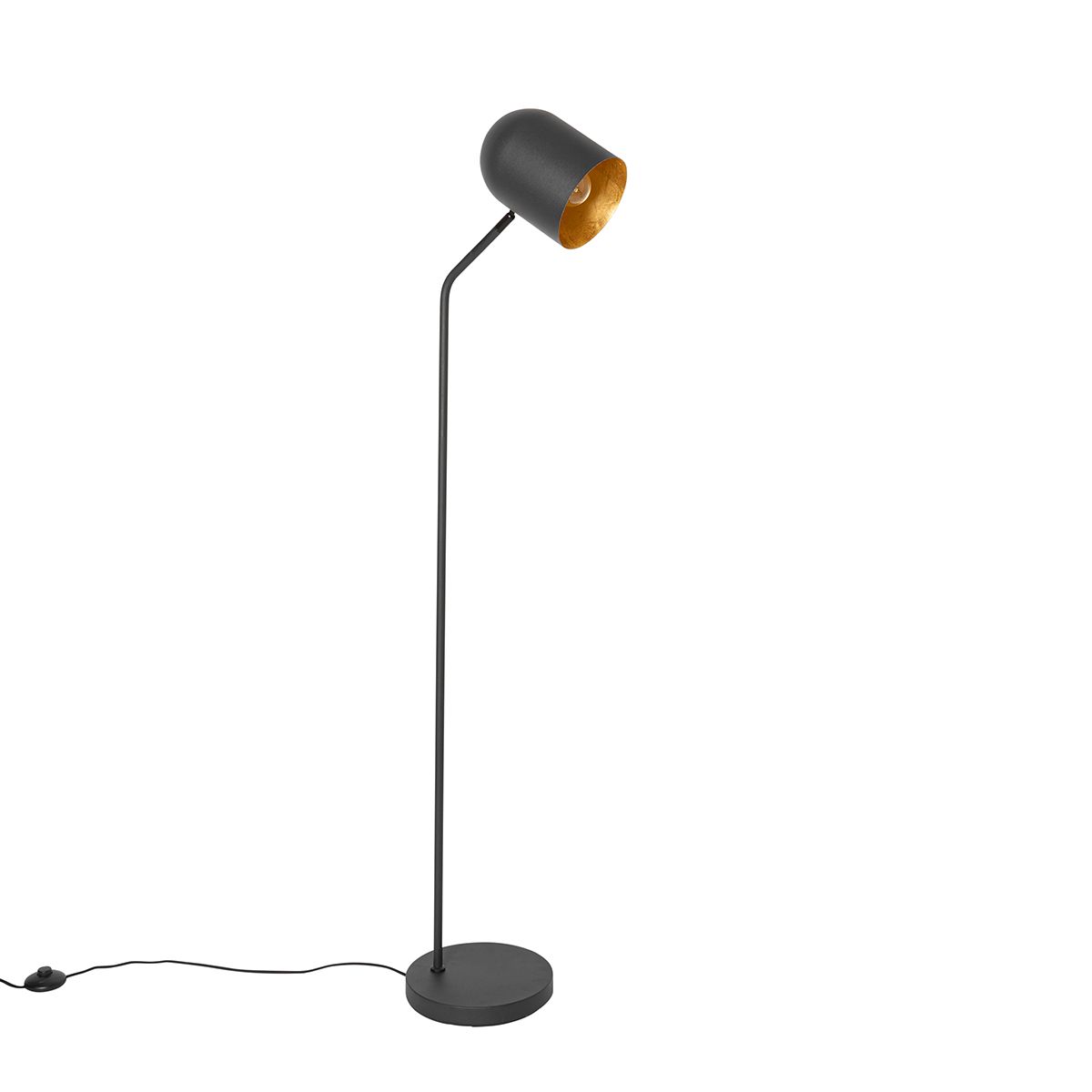 Moderne vloerlamp zwart met goud verstelbaar - Morik