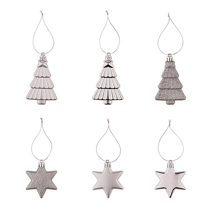 Assortiment de 12 étoiles sapins argent