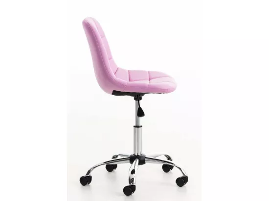 Chaise de bureau - Similicuir & Métal chromé - Rose - Emil