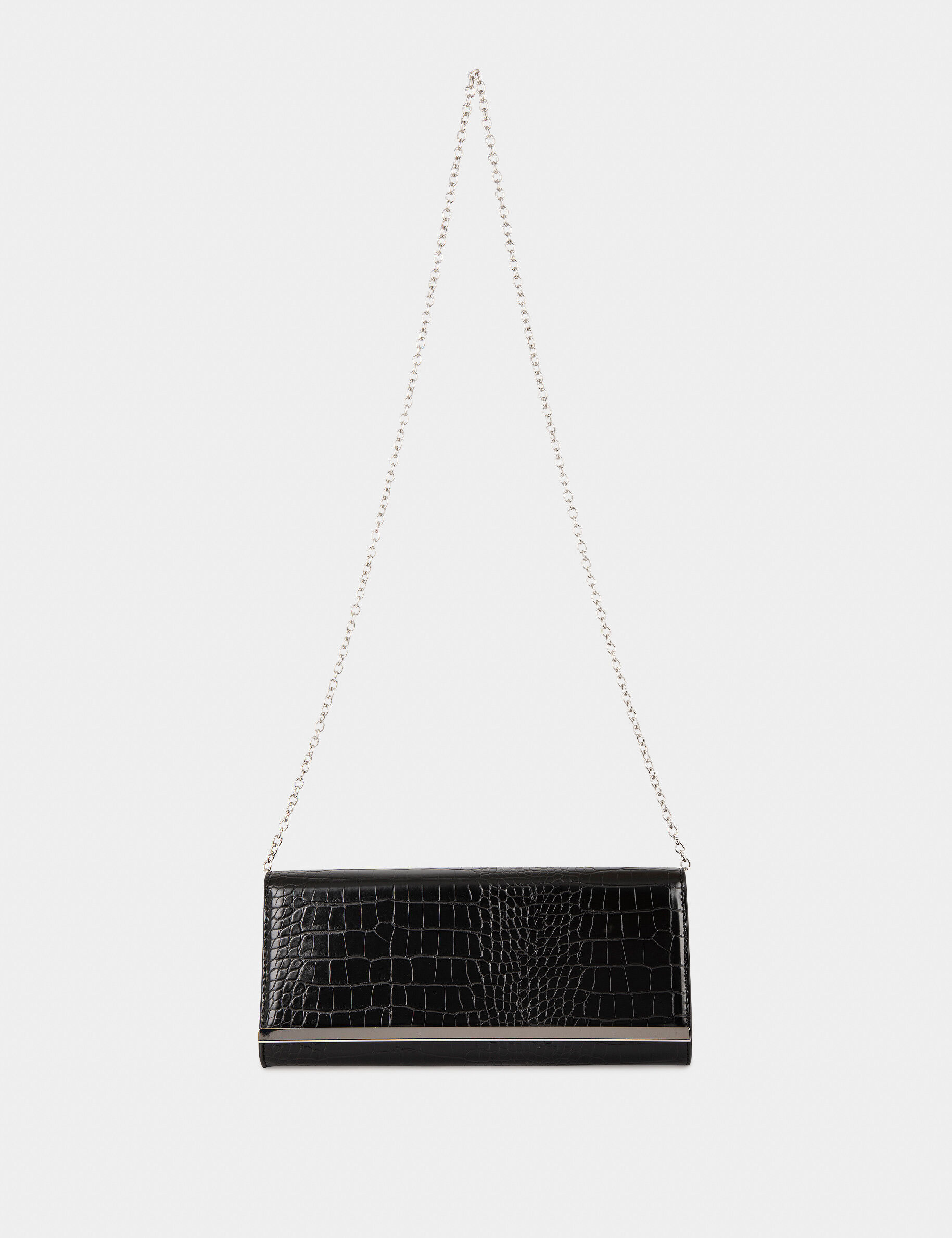 Sac pochette effet croco noir femme - noir