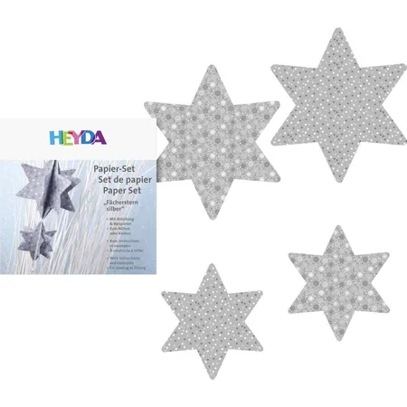 Heyda Bastelpackung Fächerdeko Stern, silber, 40 Blatt