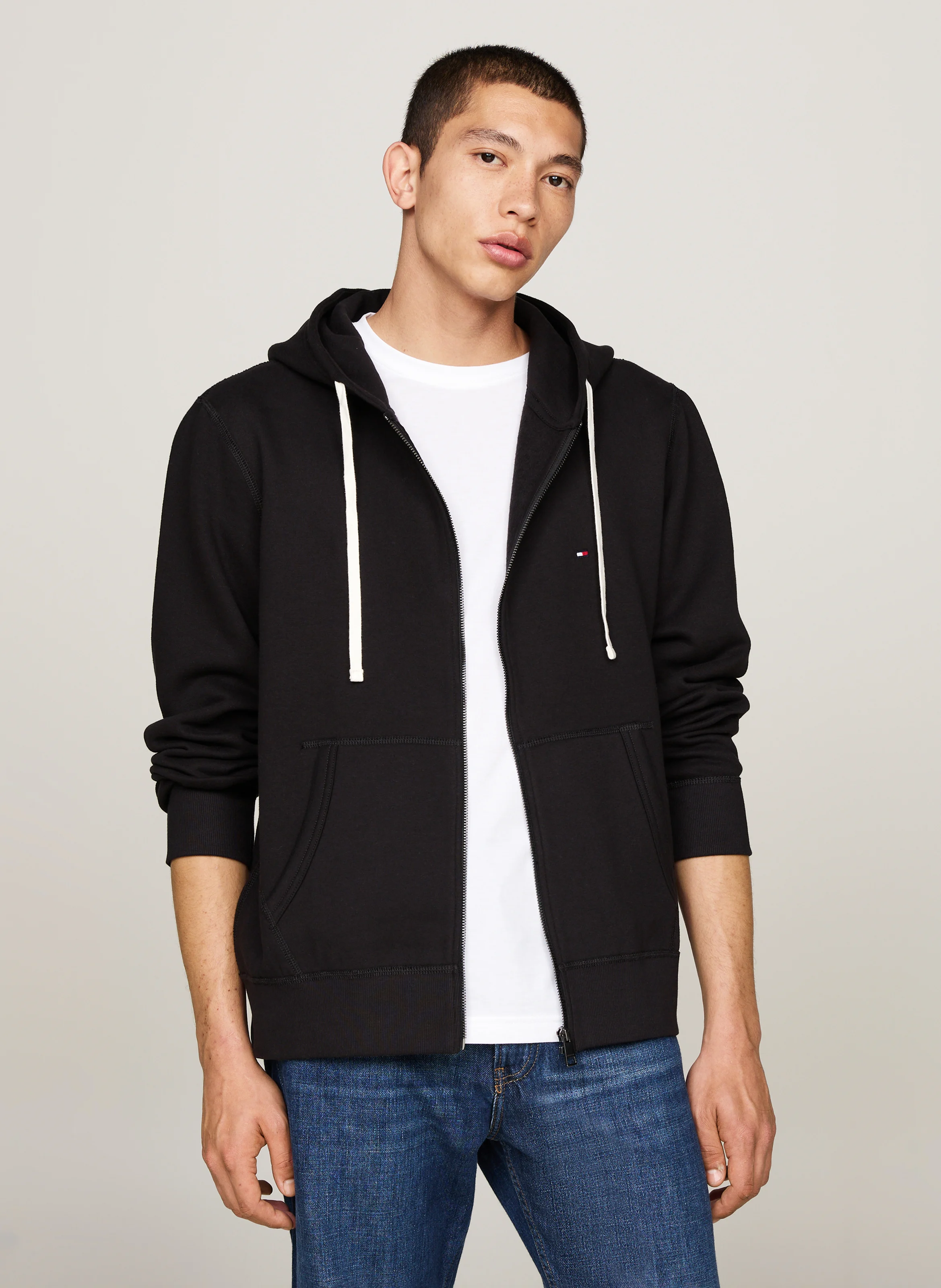 Sweat col rond en coton mélangé | Noir
