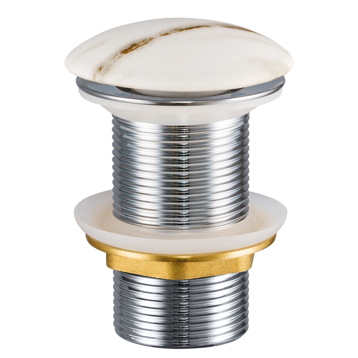 Comad afvoerplug met clicksysteem wit/goud marmer