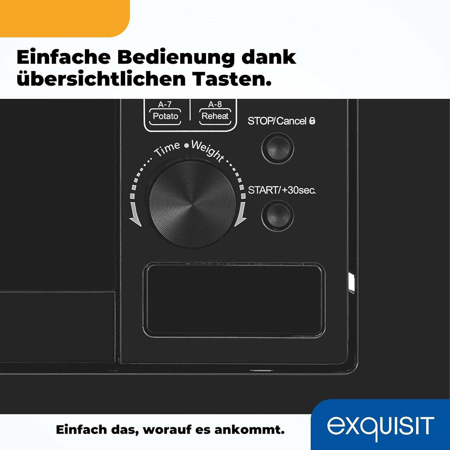 Exquisit Einbaumikrowelle EMW20-DG-020 schwarz| 800 W Leistung | 1000 W Grill | 8 Autokochprogramme| Drehteller 27cm | Einbaugerät | Edelstahl-Garraum