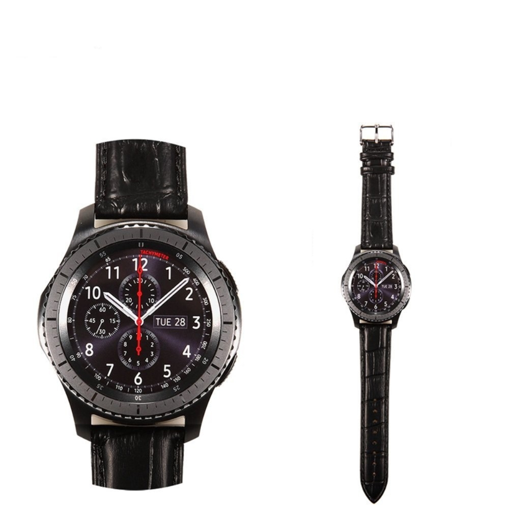 Samsung Galaxy Watch 3 (45mm) Leder Armband im Kroko Look - Schwarz