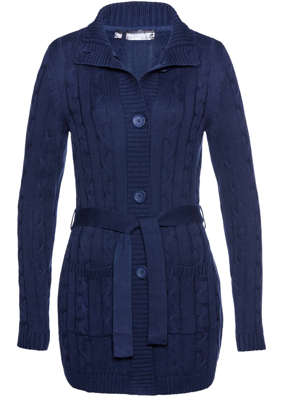 Gilet long en maille à motif torsadé