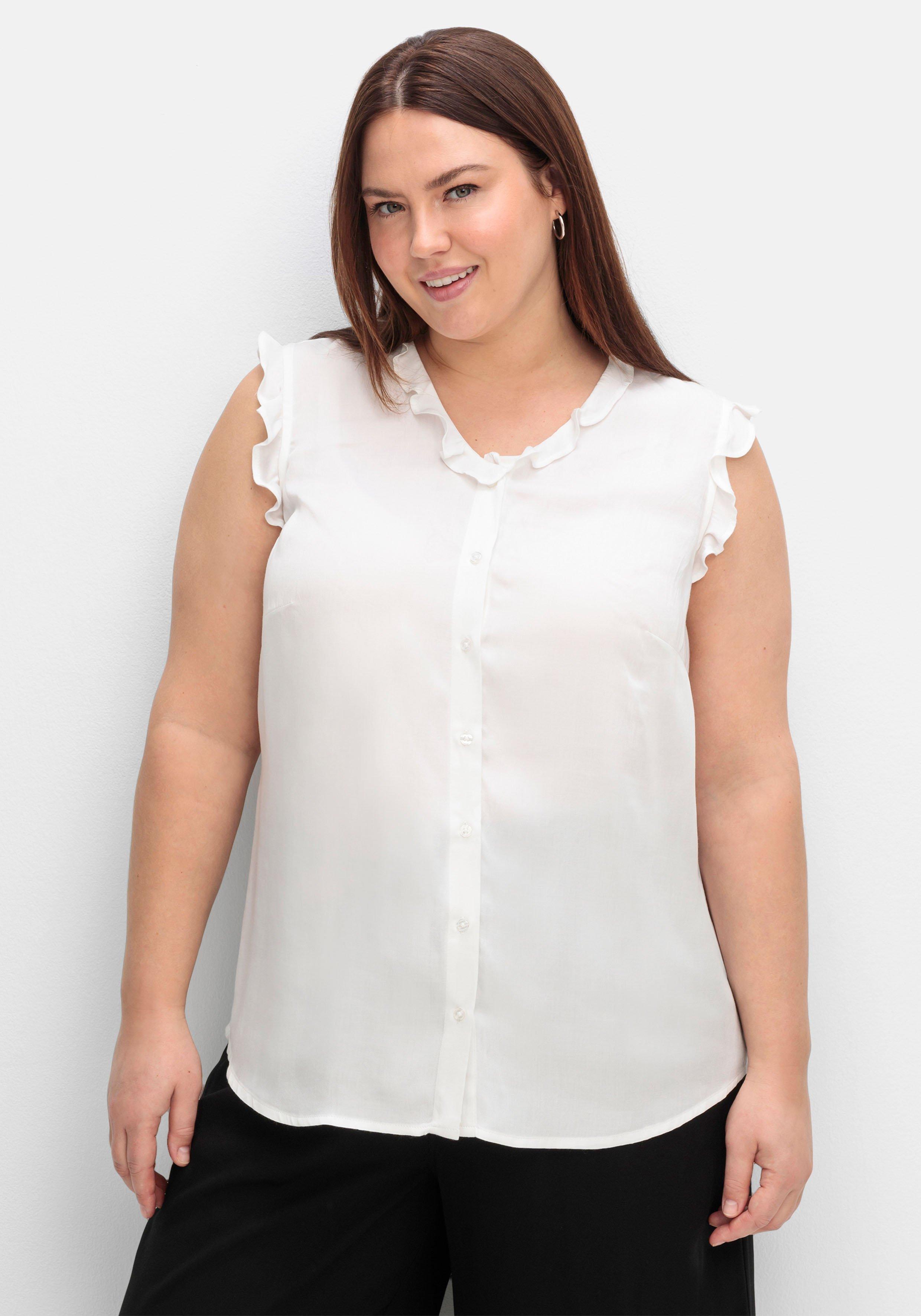 Bluse in ärmelloser Form mit Volants, aus Viskose