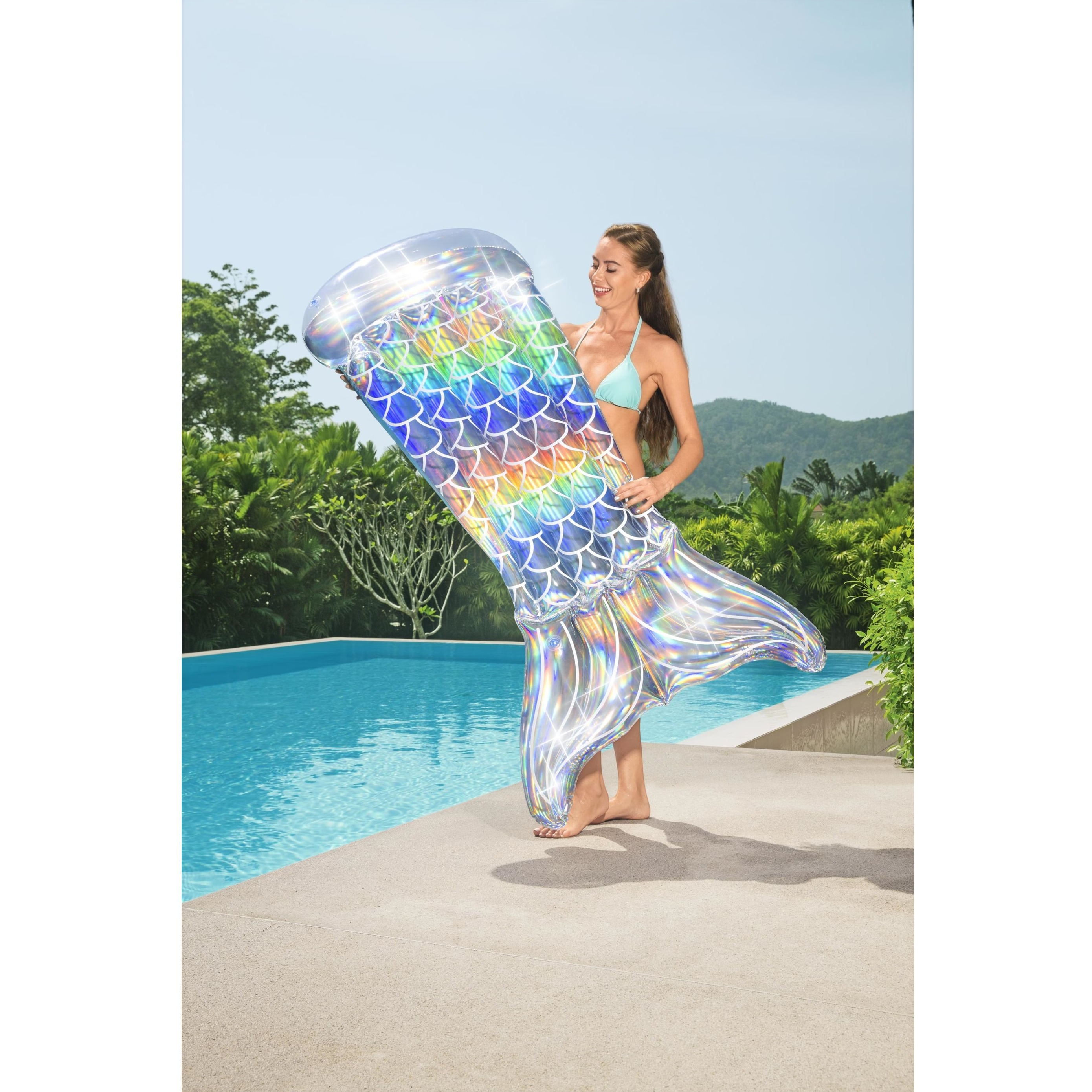 (193cm) Mermaid Tail Grosse Aufblasbare Wasser Luftmatratze Liegesofa Badeinsel (43413) - Meerjungfrau Bunt