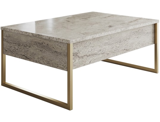 CONCEPT1 - Table basse Luxe travertin or 90 x 60 x h40cm